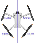 Top view of drone with labeled front and back motor arms, Front Arm Axis Hinge Shaft Replacement For DJI Mini 3 Pro And Mini 3 Drones shown