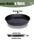 Round Stepping Stone Molds 4 Pack For Concrete, 10.2 Inch Diameter And 1.18 Inch Deep, Reusable Black Mold with Dimensions Displayed