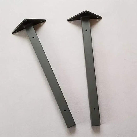 Heavy Duty Wall Shelf Brackets Two Pack Matte Black Steel L Bracket supports for wooden boards, shown from the top angle.