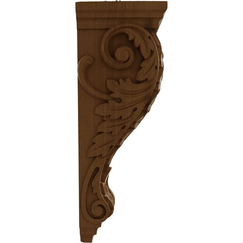 Extra Small Acanthus Wood Corbel In Alder Wood Two And A Quarter Inch Wide By Two And A Quarter Inch Deep By Four And A Quarter Inch High