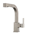 Side view of Arkitek Kitchen Faucet With Pull Down Sprayer, Single Handle High Arc, Stainless Steel Sink Faucet With Accudock Docking Technology.