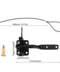 Aramox Carbon Steel Fence Latch with Spring Lock for gate, 400mm length, durable black finish, includes installation screw.