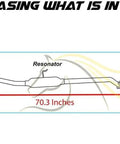 Diagram of Exhaust Resonator Pipe and Muffler Kit for 2002 2003 2004 Honda CR-V 2.4L Stainless Steel 409 Grade with dimensions