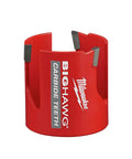 Milwaukee Big Hawg hole saw with carbide teeth, red housing, front view