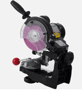 Heavy Duty Electric Chainsaw Bench Grinder With Dual Grinding Wheels Multi Angle Precision Sharpener with pink sharpening wheel.