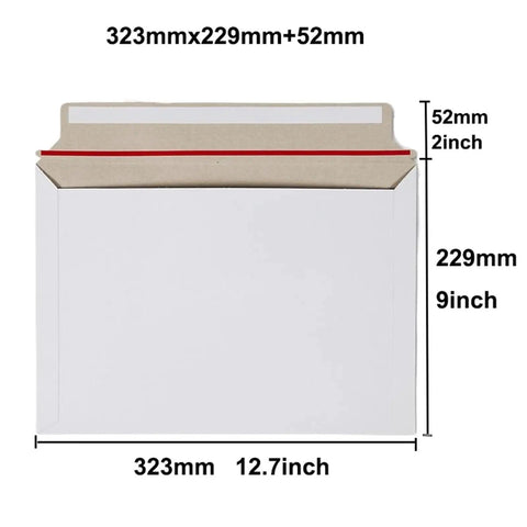 Rigid Mailers For Shipping Photos Keep It Flat With Peel And Seal Closure 323mm By 229mm White 25 Pack dimensions shown