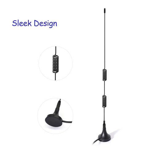 Rad Dual Band Ham Radio Antenna With Magnetic Base, 8dBi Omni, SMA Female Connector, 3m RG174 Cable for VHF UHF, image showing antenna design