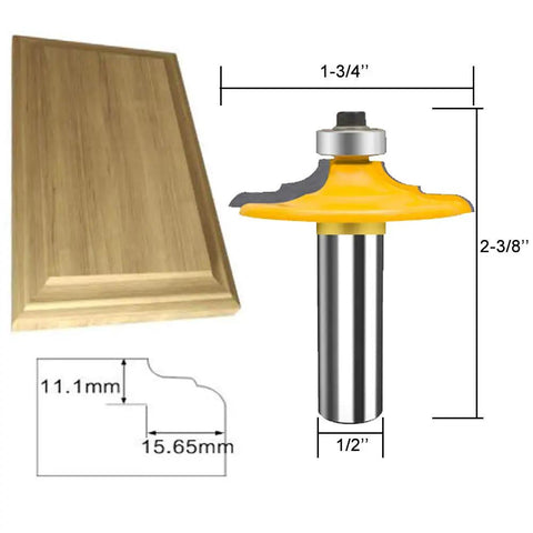 12 Inch Shank Router Bit Set For Doors And Drawers Edging, 4 Piece Pro Miter Carbide CNC Woodworking Bits For Cabinets Rails And Stiles, Includes Storage Box