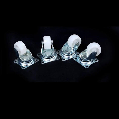 Four Pack Universal Swivel Caster Wheels 1 Inch White Nylon Roller Wheels For Furniture Trolleys Chairs And Household Carts Quiet Rolling