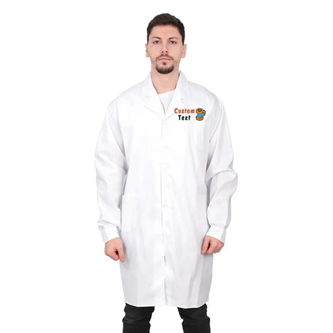 Customized Embroidered Lab Coat For Men With Your Name Personalized Medical Coat For Doctor Or Chemistry Costume, visible embroidered name