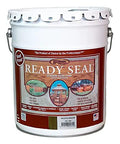 3 Pack Of 5 Gallon Mission Brown Exterior Wood Stain And Sealer Oil Based Semitransparent Deck Stain on a white bucket.