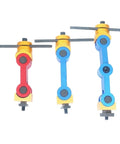 Universal Adjustable Workpiece Stop Positioner For Cnc Mill And Lathe, set of three color-coded heavy-duty steel clamps for precision machining.