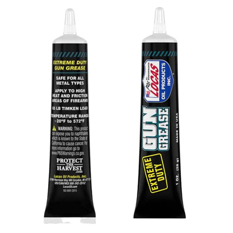 Front and back view of 1 oz tube of Beefed Up Heavy Duty Grease For Grease Guns 1 Oz Tubes Pack Of 4 Keeps Metal Parts Moving Smoothly And Reduces Friction
