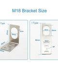 L Shaped And I Type Mounting Bracket Set M18 Iron Brackets for Sensors, Dimensions Displayed