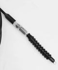 Close-up of 82 inch throttle cable for 150cc and 250cc go karts, showing connector and protective sheath