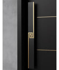 Two Sided Aluminum Door Handles 70.8 Inch With Push Pull Bar In Black And Gold Built To Last For Wood Barn And Sliding Glass Doors