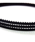 Top Shelf Sk5 Carbon Steel Bandsaw Blades Two Pack with 6.5mm wide teeth visible in close-up view for woodworking use.