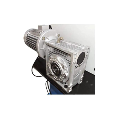 Close-up of motor on Professional Grade Industrial Strength Heavy Duty Pinch Roll Bender Machine for rolling pipe and steel.