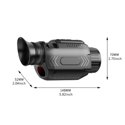Thermal Imaging Monocular Night Vision Telescope With 64MP 28X Zoom, 4K Video, High Resolution, compact design dimensions