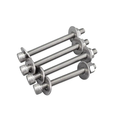5Pcs 304 Stainless Steel Allen Threaded Post Kit For RC Plane Control Rods M8x150mm, Rustproof, Heavy Duty Post Connectors, Adjustable Linkage For Precise Servo Setup, Durable Flight Surface Control Rods; 5 stainless posts with washers
