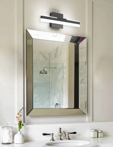 LED Vanity Light Bar For Bathroom Dimmable 23.63 Inch Slick Black Wall Mount Sconce Lamp 16W 6000K above mirror in bathroom