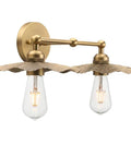 Two-Head Brass Wall Sconce Light With Flower Design Vintage Mid Century Style Vanity Lamp for Bathroom and Kitchen