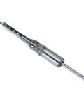 Single drill bit from 7 Piece Square Hole Mortise Drill Bit Set for Woodworking HSS Mortising Bits with Sizes shown in close-up