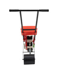 Front view of Manual Hand Push Garden Seeder Walk Behind Row Crop Planter With 10 Nozzles For Precise Sowing Roller Seeding