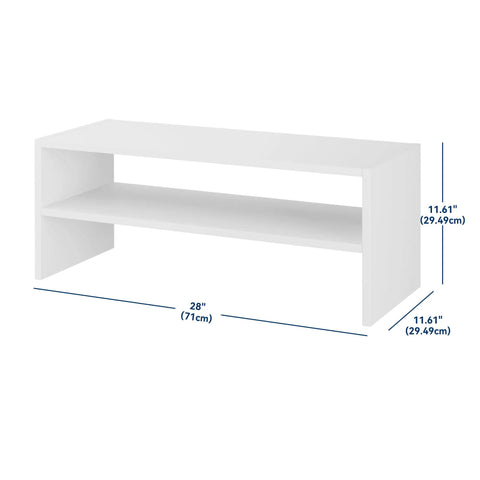 Extra Wide Stackable Wood Shoe Rack 28 Inch Two Shelf Storage Organizer Holds Nine Pairs Game Changing Closet Setup No Sweat Assembly Built Tough Storage For Entryways Hallways Or Garages White Two Pack