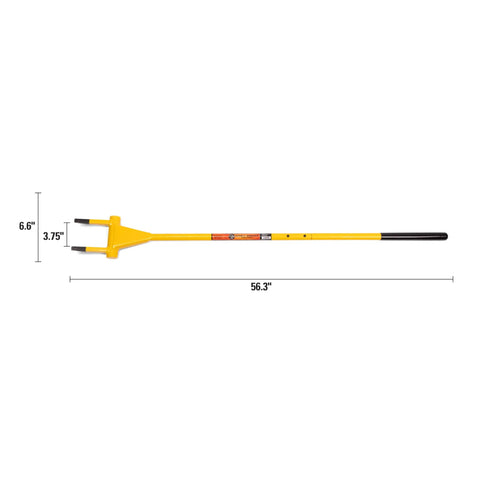 Demolition Fork Wrecking Pry Bar 56 Inch Two Sharp Tines for heavy duty flooring and roofing demolition jobs, side view