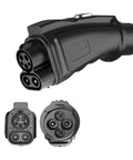 Heavy Duty Ccs1 To Chademoe Ev Charger Adapter Boasts 250 Amp Dc Output For Lightning Fast 250 Kw Top Offs Plug And Play Ready Gear, showcasing connectors from different angles.