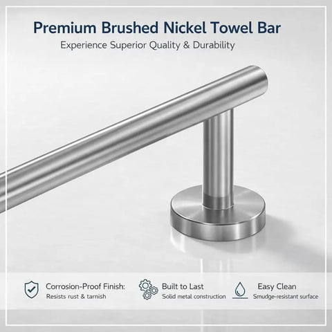 Premium brushed nickel towel bar from Dope 7 Piece Bathroom Hardware Set In Brushed Nickel Stainless Steel with rustproof finish.