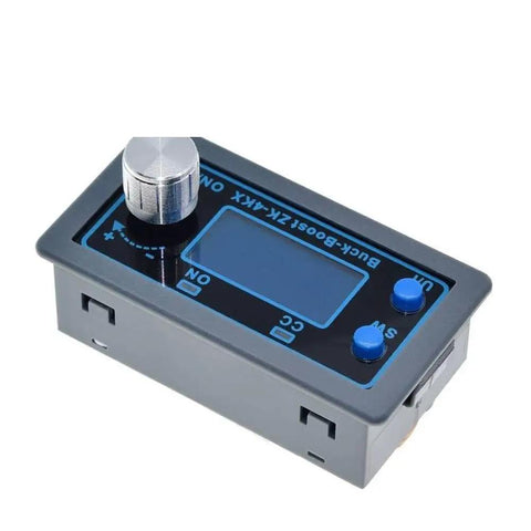 CNC DC DC Buck Boost Converter CC CV 0.5 To 30V 4A Power Module with control knobs and display, for solar charging and batteries.