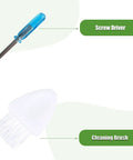 Screwdriver and cleaning brush from All In One Roomba Replacement Parts Kit For E I And J Series With 2 Rollers 8 Edge Brushes 8 Filters