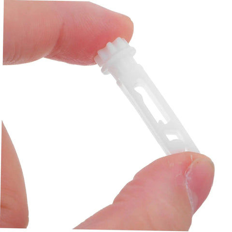Close-up of a hand holding a white stem from Vertical Blind Slats And Stems Replacement Kit For Damaged Blinds Easy DIY Fix For Windows
