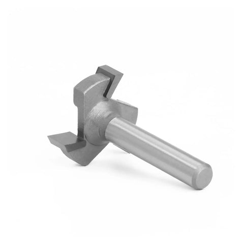 1 Inch 3 Tooth T Slot Router Bit With Solid Carbide Woodworking Cutter Shank For Fast Clean Grooves In Jigs Tables And Workbenches Makes Easy Custom Slots, close-up view.