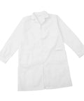 Men's White Lab Coat, Long Sleeve Professional Medical Coat For Doctors, Pharmacists, Students And Adults, laid flat front view