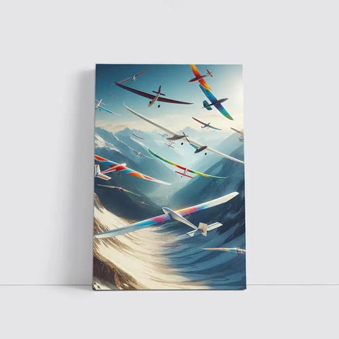 Epic Soaring Gliders Over Majestic Mountain Peaks Wall Art For Home Decor Choose Between Poster Or Ready To Hang Canvas Framed Print 36x24 Dope Vibe Today