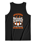 Mens Lightweight Cotton Sleeveless Tank Top Ultra Soft Muscle Tee For Gym Grind Summer Drip Sun Shield with Material Scientist print.