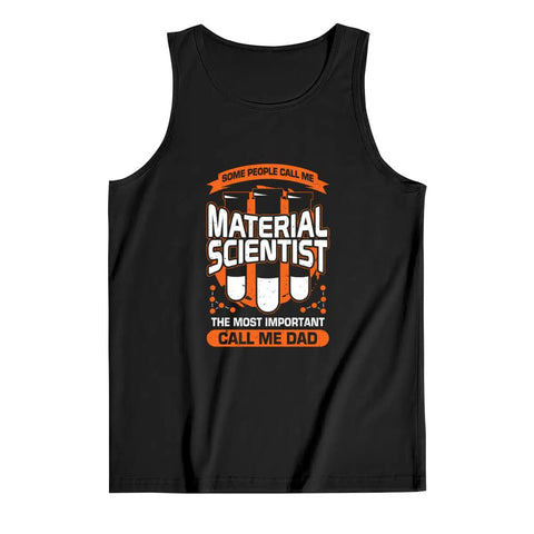 Mens Lightweight Cotton Sleeveless Tank Top Ultra Soft Muscle Tee For Gym Grind Summer Drip Sun Shield with Material Scientist print.