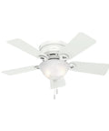 Conroy Indoor Low Profile Ceiling Fan With LED Light And Pull Chain Control 42 Inch Snow White Finish, front view