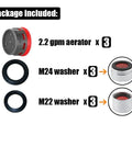 Package contents for Standard Size Bathroom Faucet Aerators 3 Pack 2.2 Gpm Water Saving Restrictor Inserts including washers.