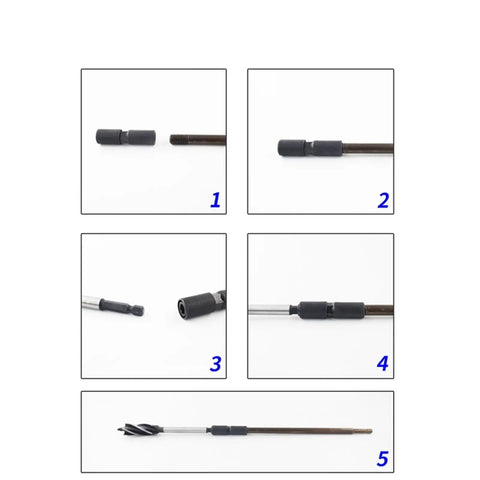 Close-up of Rock Solid Woodworking Auger Drill Bit Set forged from premium high carbon steel, showing components and details.