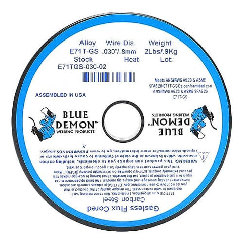 E71TGS Gasless Flux Core MIG Wire.030 In 2 Lb Spool For Carbon Steel All Positions label view