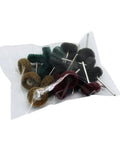 Heavy Duty Mini Drill Nylon Brush Buffing Wheel Set 20 Piece Grit 1200 With Snug 3.2mm Shank in clear bag, featuring various nylon brush heads.