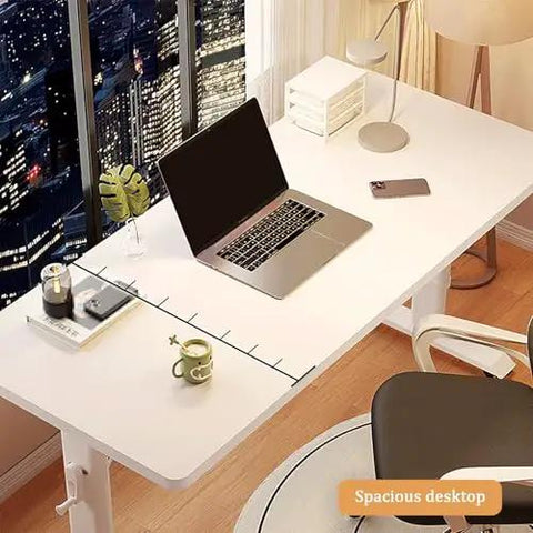 Premium Adjustable Standing Desk Featuring Smooth Manual Crank Height Adjustment And Secure Locking Casters Perfect For Gaming Stations And Daily Office Grinds While Delivering Top Tier Ergonomic Comfort In Matte Black with spacious desktop and laptop.