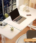 Mobile Standing Desk With Crank Height Adjuster And Lockable Casters Top Tier Office Gaming Workstation Hella Stable Metal Build Black Finish Smooth Gliding Base For Your Sick Home Setup with a spacious white desktop and laptop.