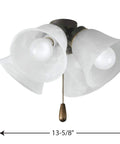 4 Light Universal Ceiling Fan Light Kit For AirPro Fans, Traditional Rustic Style With Alabaster Glass Shades, Antique Bronze Finish