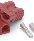 Quick Connect Winch Power Cable Plugs 2 To 4 Gauge 1 Pair 175 Amp Capacity Identical Interlocking Connectors in red, four terminals
