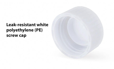 White polyethylene screw cap for 5 ml transport tubes, close-up view